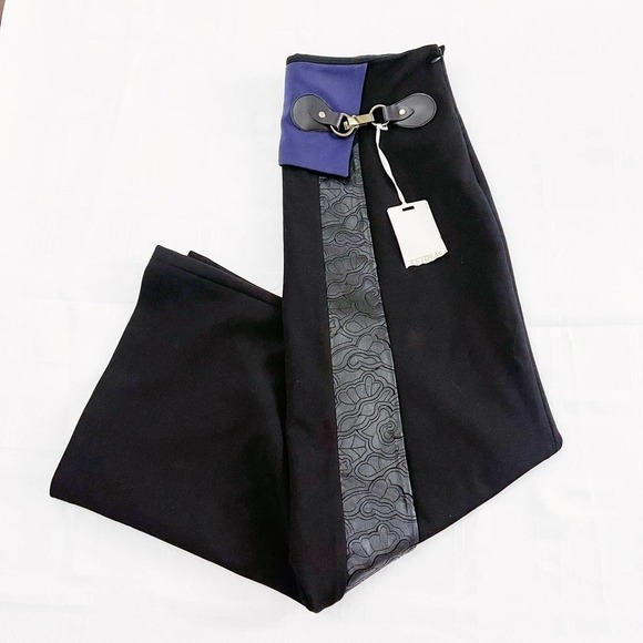 SETRMS Black Block Patterned Long A-Line Skirt NWT SZ38 - Picture 2 of 8